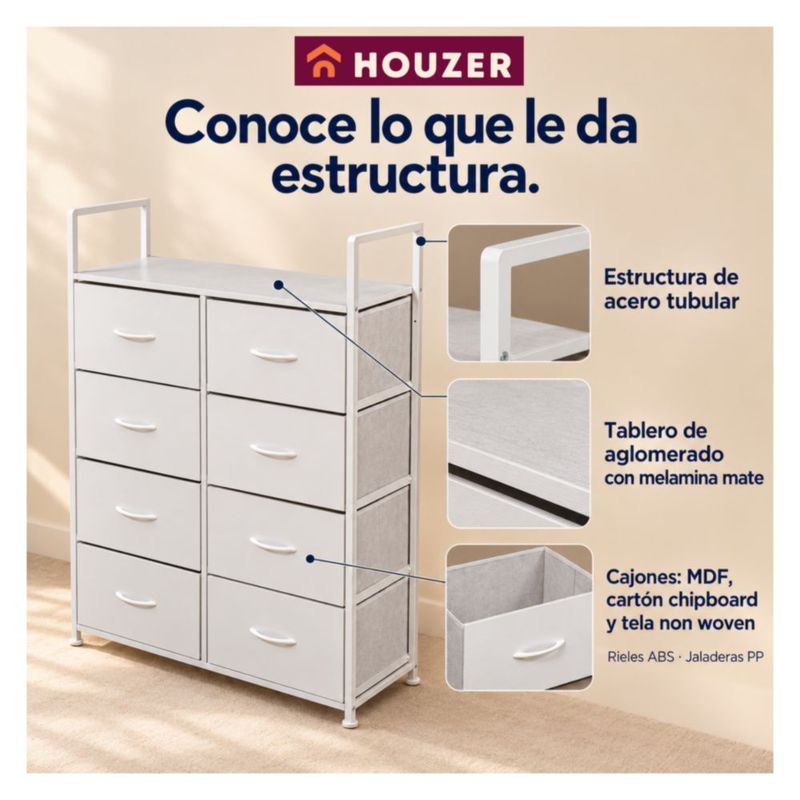 Comoda Cajonera Vertical 8 Cajones Agarradera Superior Nodico