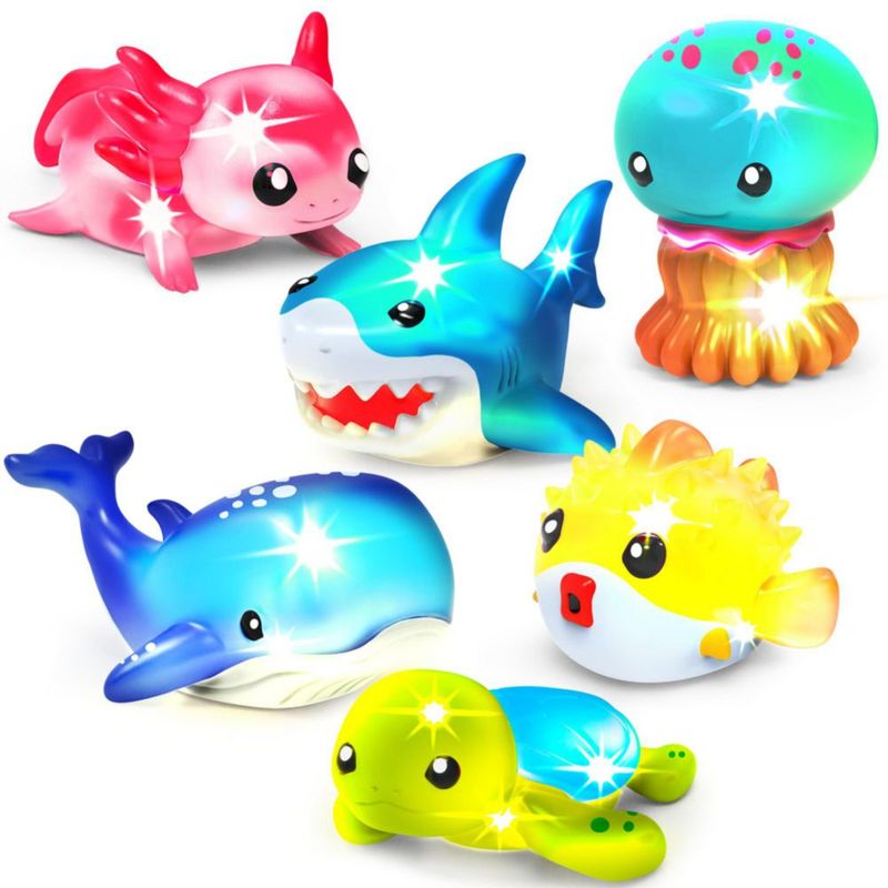 Juguetes de baño para tina Under the Sea de 6 piezas con luz