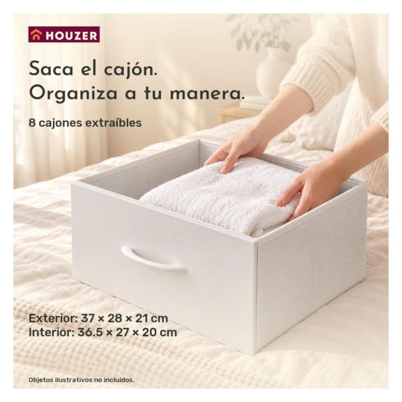 Comoda Cajonera Organizador Vertical 8 Cajones Acero Repisa Nordico