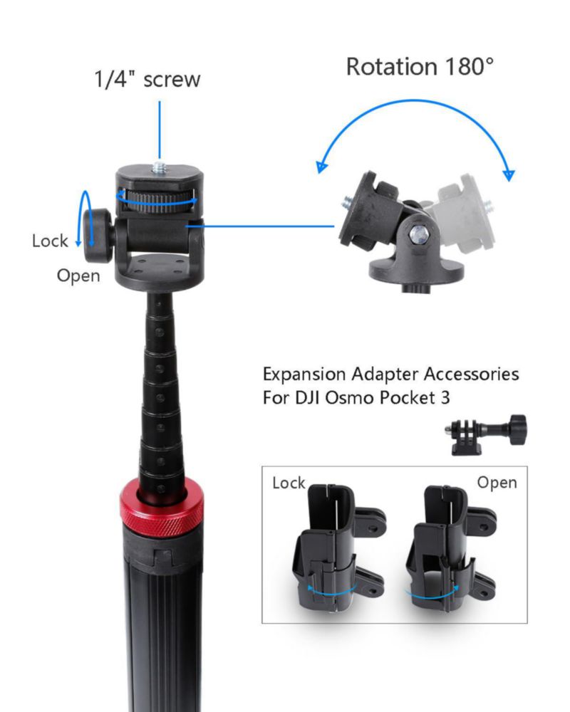 Trípode palo selfie Leenconghui de 205 cm para DJI Osmo Pocket 3