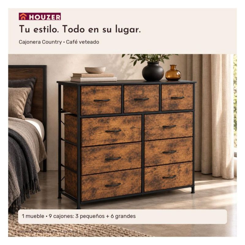 Comoda Cajonera 9 Cajones Almacenamiento Organizador Recamara Country