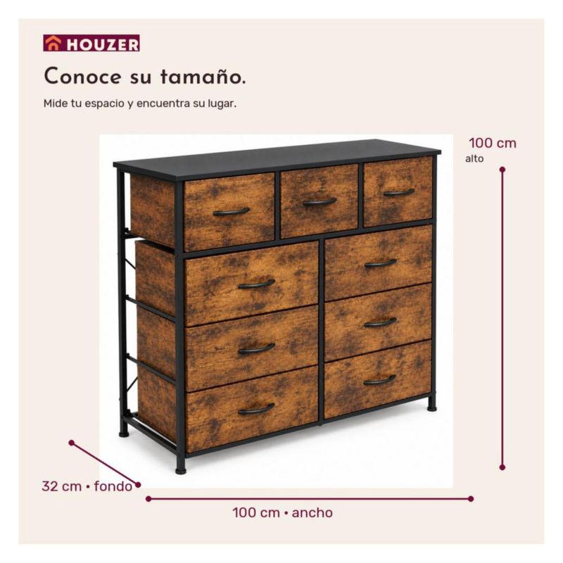 Comoda Cajonera 9 Cajones Almacenamiento Organizador Recamara Country