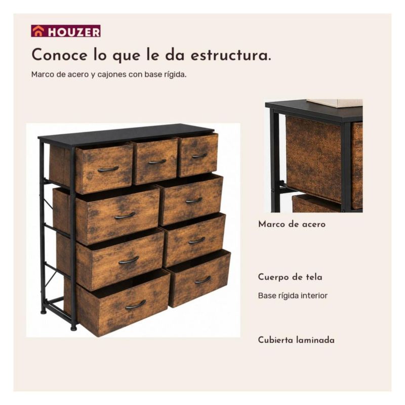 Comoda Cajonera 9 Cajones Almacenamiento Organizador Recamara Country