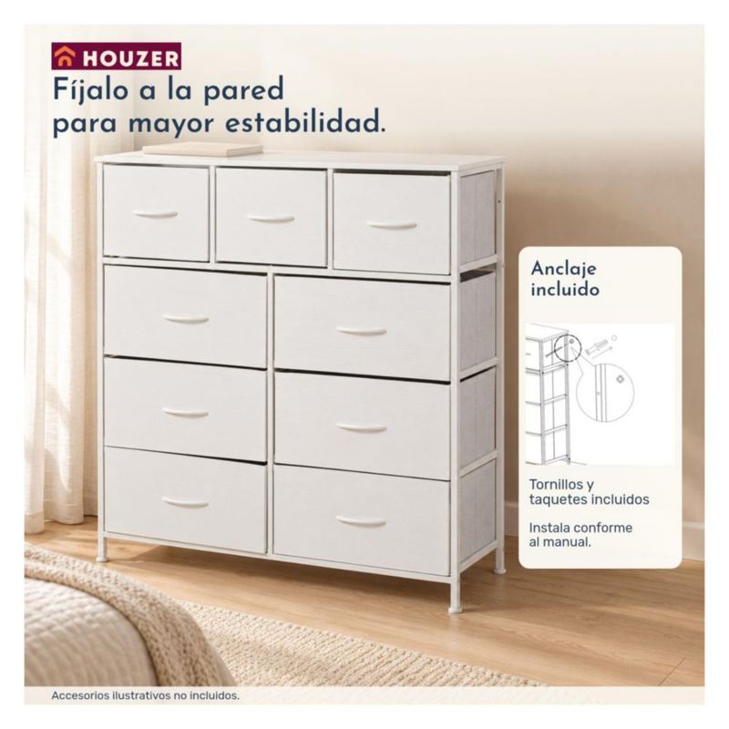 Comoda Cajonera 9 Cajones Almacenamiento Organizador Recamara Nordico