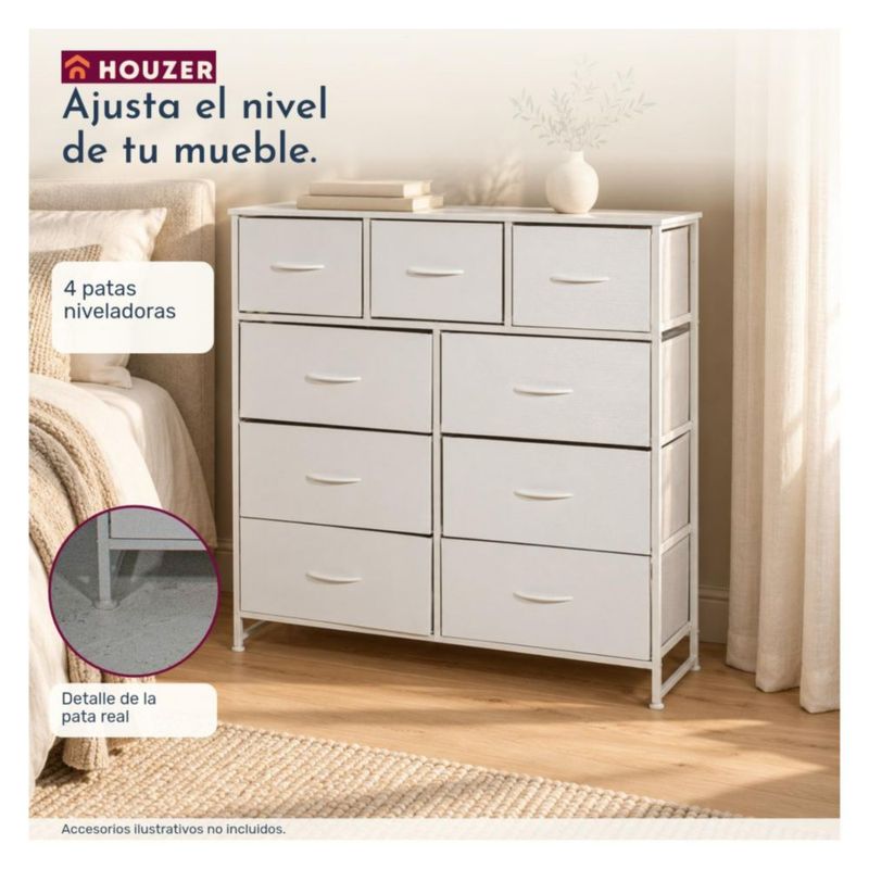Comoda Cajonera 9 Cajones Almacenamiento Organizador Recamara Nordico