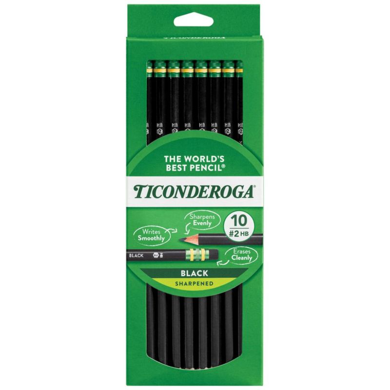 Lápices Ticonderoga 2 HB suaves negros de madera paquete de 10