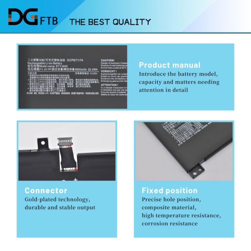 Batería para laptop DGFTB BTY-M49 11.4V 52.4Wh 4600mAh