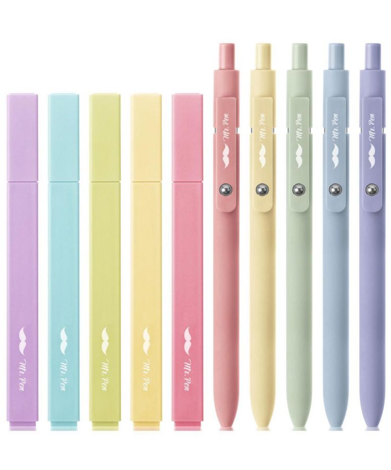 Marcadores de Resaltado y Bolígrafos de Gel Mr. Pen - Pack de 10 Estético