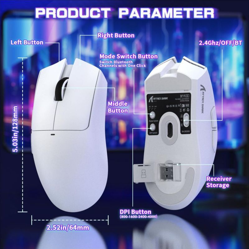 Ratón Gaming ATTACK SHARK X11SE Inalámbrico 59 g Blanco