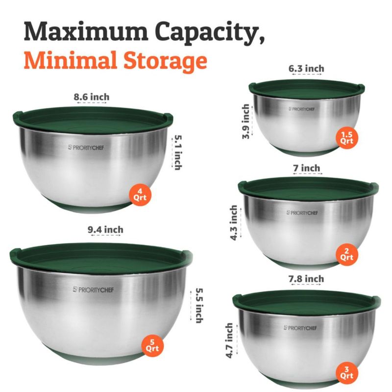 Set de bowls para mezclar de acero inoxidable Priority Chef con tapas