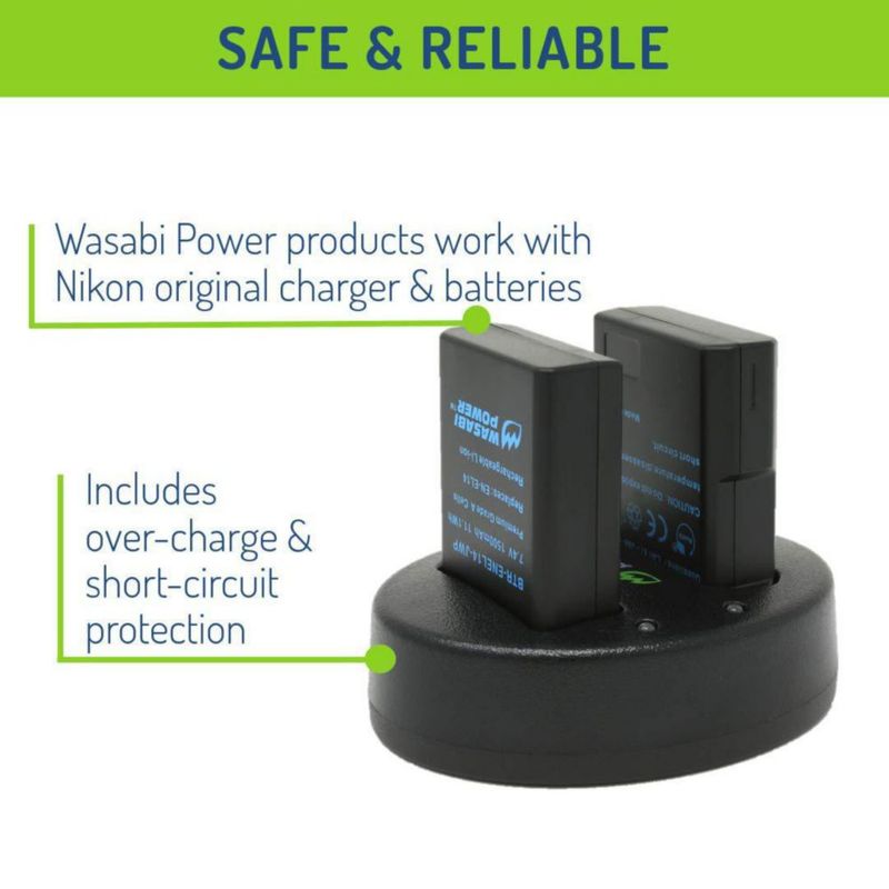 Batería Wasabi Power EN-EL14 (2 unidades) y Cargador Dual USB