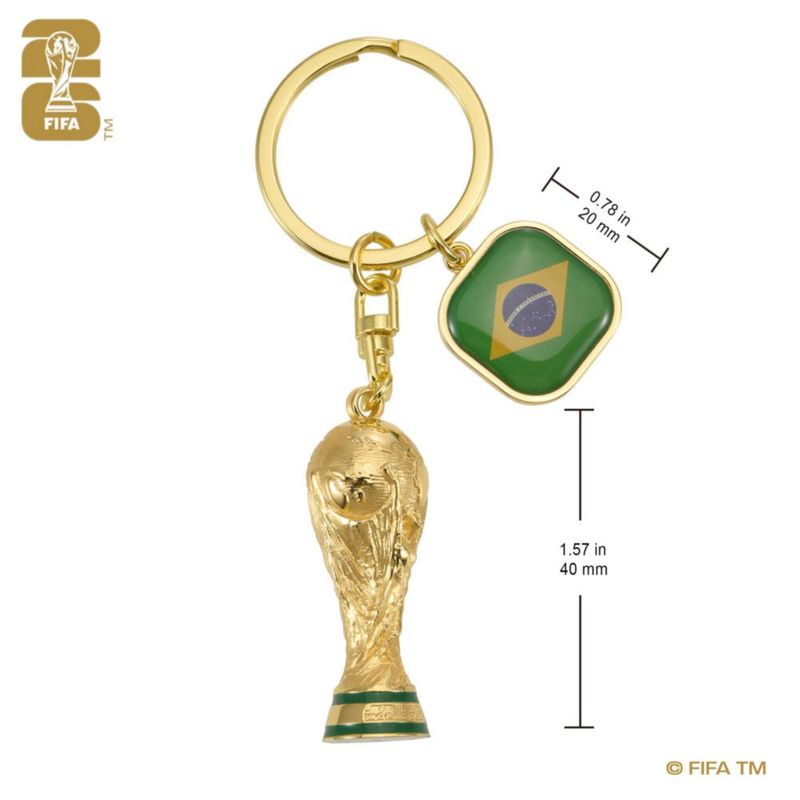Edición oficial de la Copa Mundial de la FIFA 2026 llavero con trofeo de metal de aleación de zinc de primera calidad en 3D de 175 pulgadas con