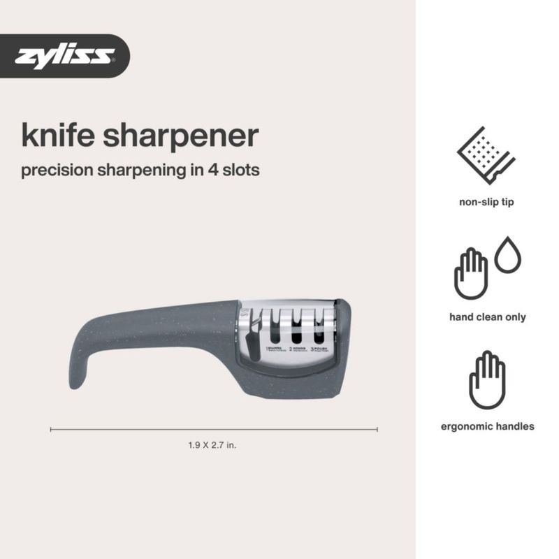 Afilador de cuchillos Zyliss de mano – 4 ranuras para tijeras cuchillos dentados cuchillas lisas y pulido
