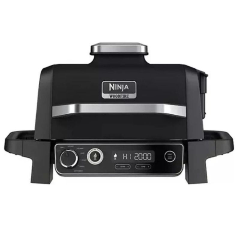 Parrilla y Ahumador de Exterior Ninja OG705CO Woodfire 7 en 1, 1760W Negra