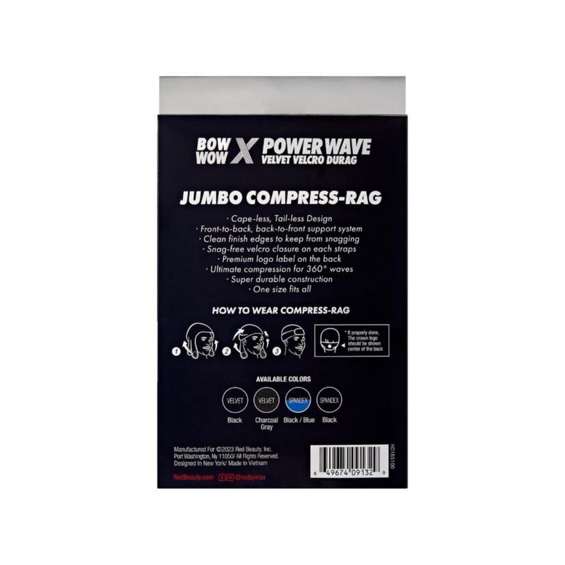 Gorra Red by Kiss Power Wave Durag Jumbo Terciopelo Negro