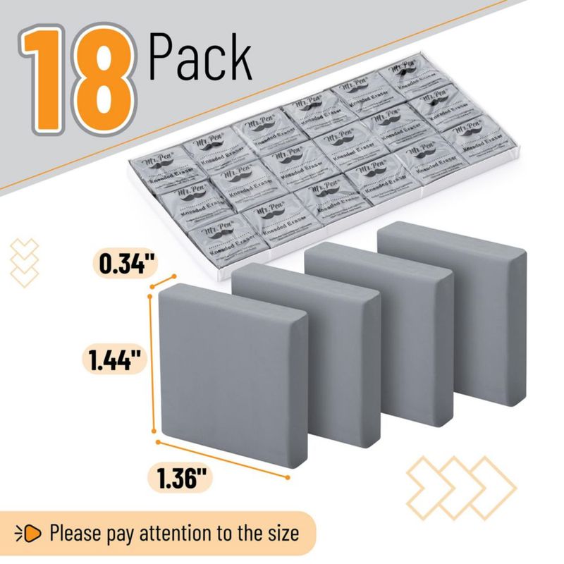 Goma de borrar Mr. Pen 4 cm x 3 cm 18 unidades gris