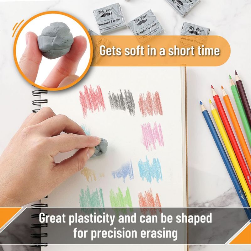 Goma de borrar Mr. Pen 4 cm x 3 cm 18 unidades gris