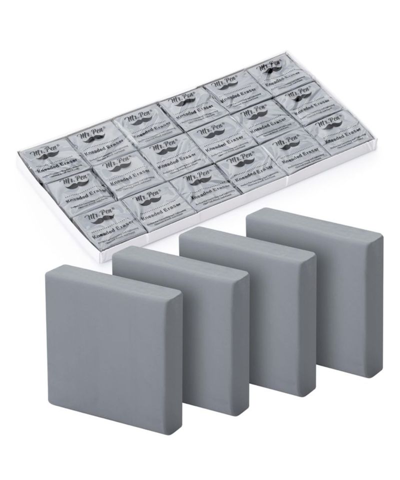 Goma de borrar Mr. Pen 4 cm x 3 cm 18 unidades gris