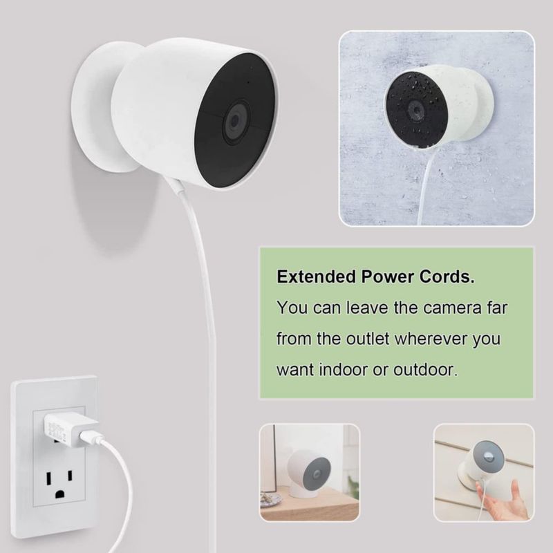 Cable de carga WOFTD Cable de alimentación para Google Nest Cam paquete de 2