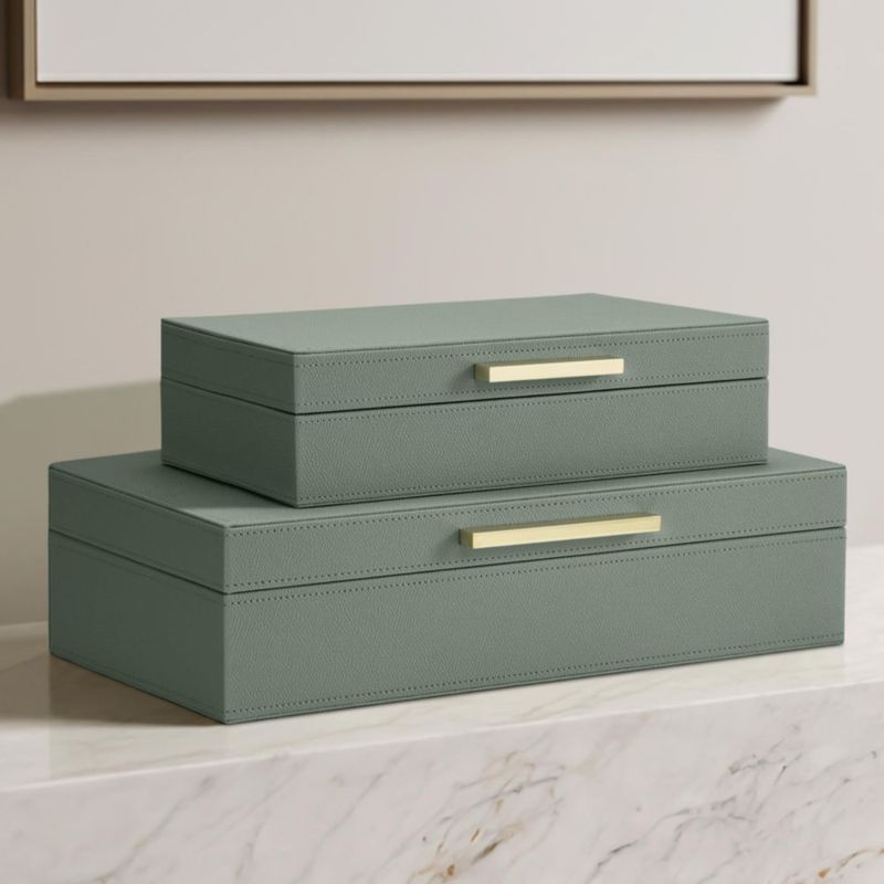 Cajas decorativas de almacenamiento ZICOTO de cuero PU set de 2