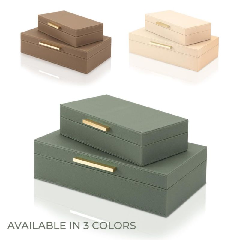 Cajas decorativas de almacenamiento ZICOTO de cuero PU set de 2