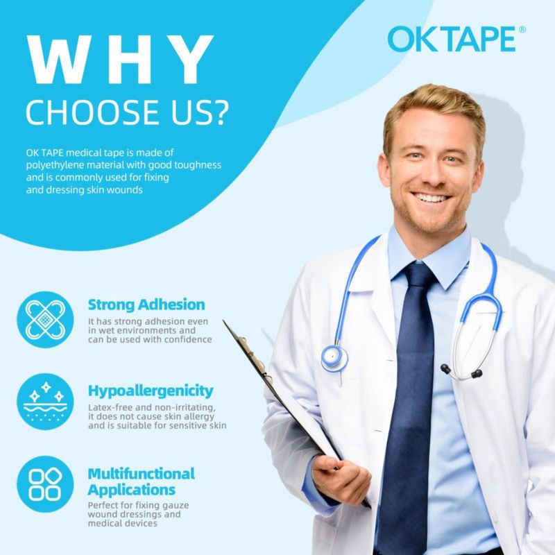Cinta Médica OK TAPE 25 cm x 9 m Paquete de 12 Hipoalergénica