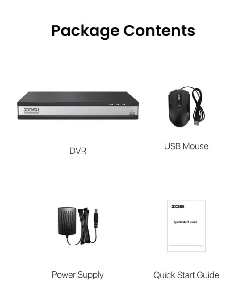 DVR ZOSI H.265+ 1080P de 16 canales con detección de personas y vehículos por IA