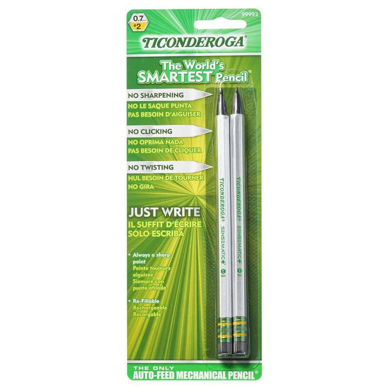 Portaminas mecánico Ticonderoga Sensematic 07 mm plateado 2 piezas