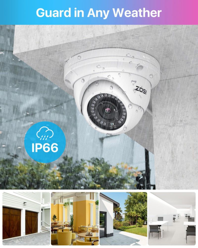 Sistema de cámaras de seguridad ZOSI 4K 8 canales 2 TB PoE tipo domo 5 MP