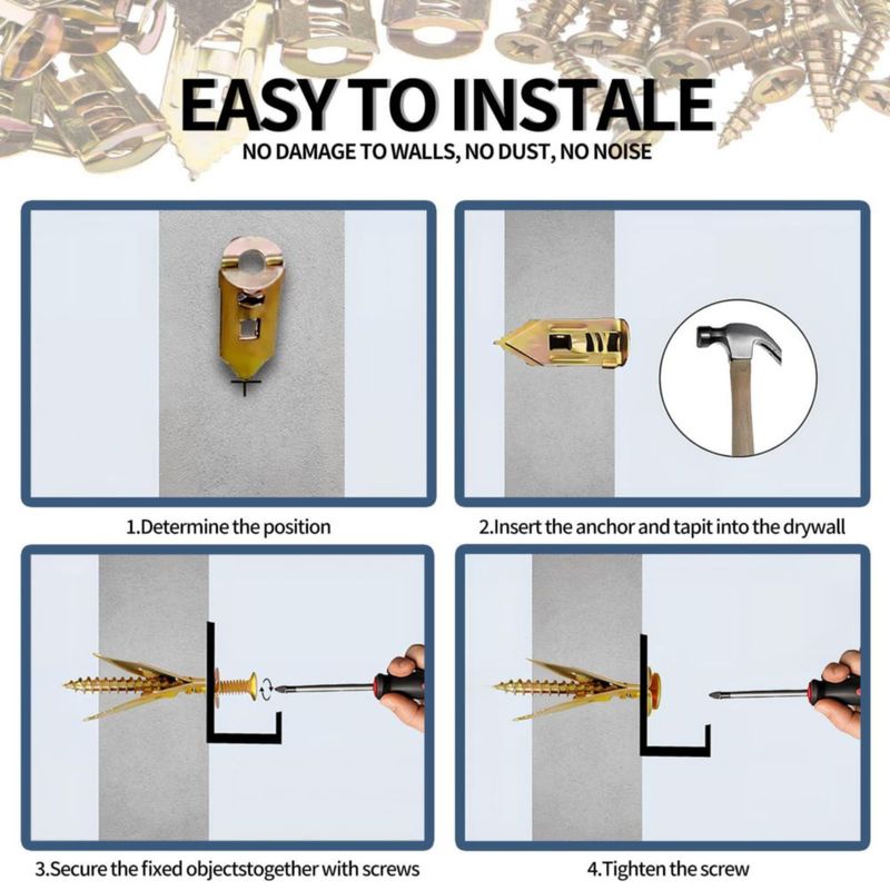 Kit de Anclajes para Drywall SOPAMI 100 piezas Metal Autoperforante