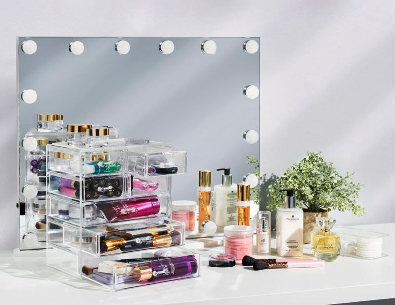 Organizador de maquillaje Sorbus acrílico con 3 cajones grandes y 4 pequeños