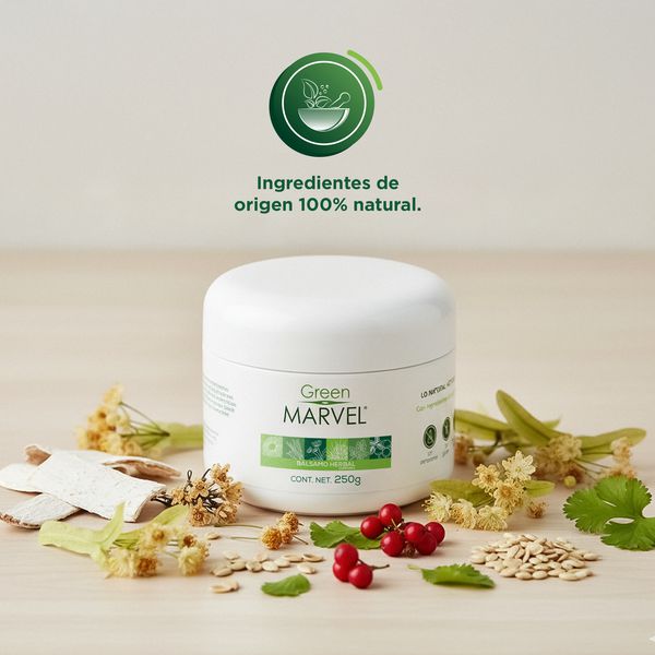 Green Marvel Bálsamo Herbal Natural 4 Tarros de 250 Gramos + Booster Aceite Concentrado Natural Menthol