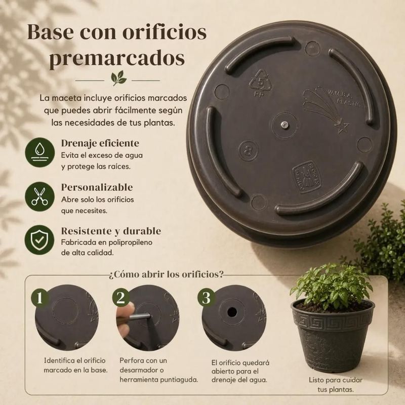 Maceta De Plastico Redondas Vivero Casa Jardín Resistente