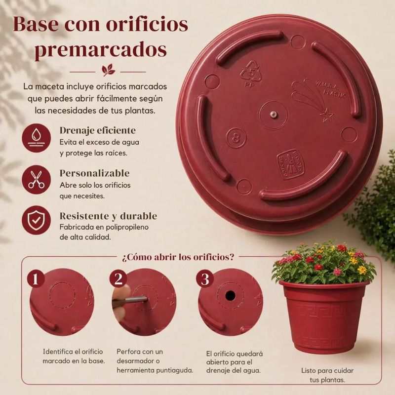 Maceta De Plastico Redondas Vivero Casa Jardín Resistente