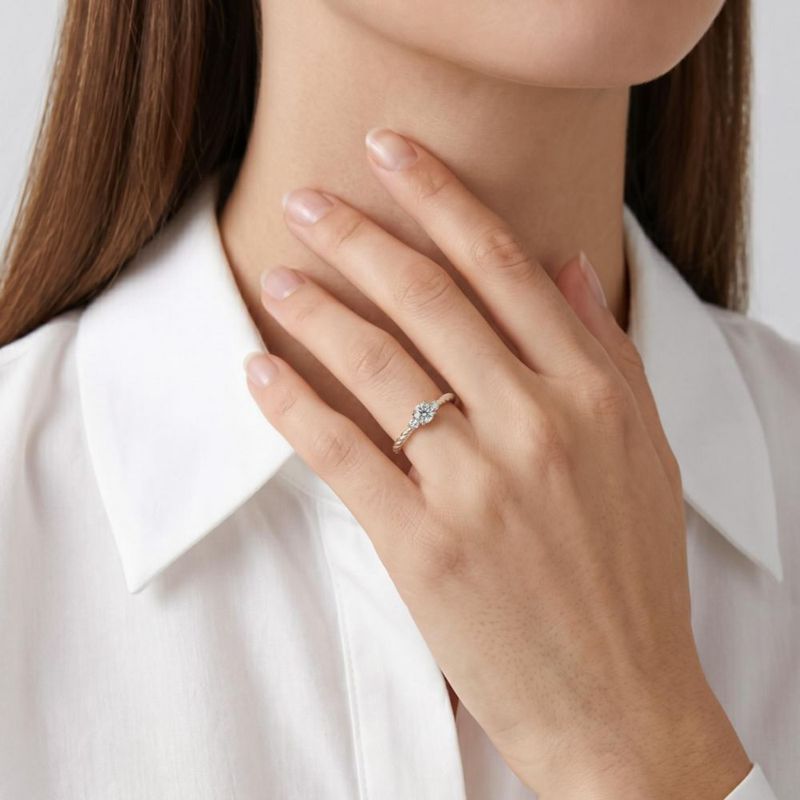 Anillo de Compromiso Tresse 14K Oro Blanco