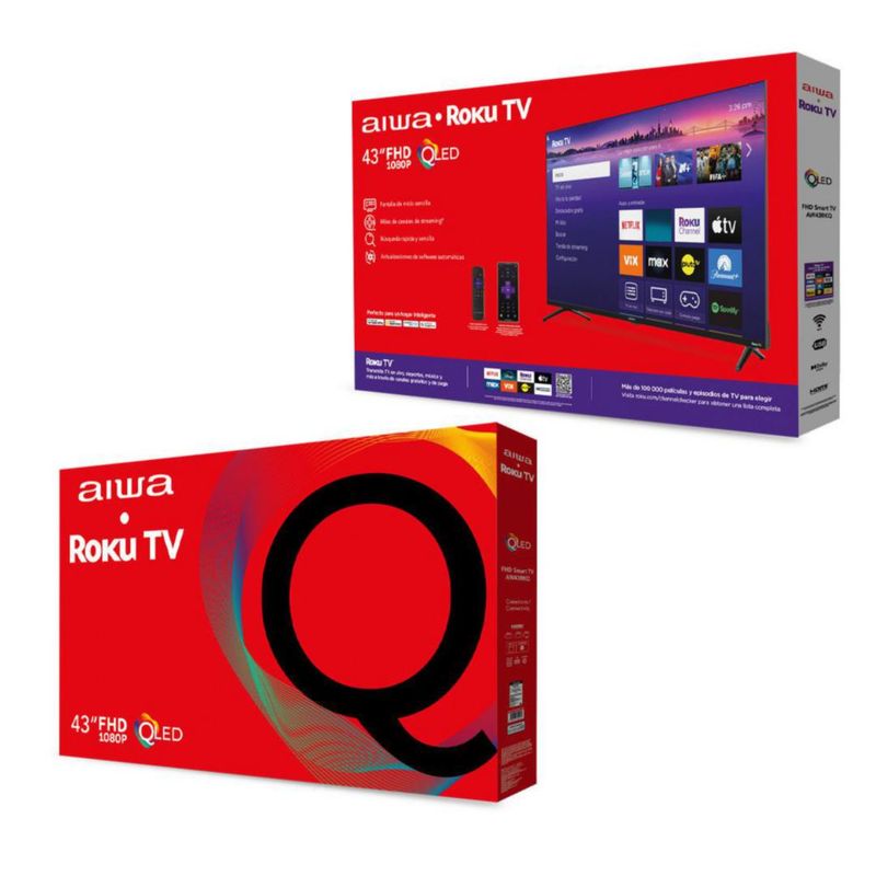 Pantalla AIWA AW43RKQ QLED 43 pulgadas Roku Full HD CON WIFI