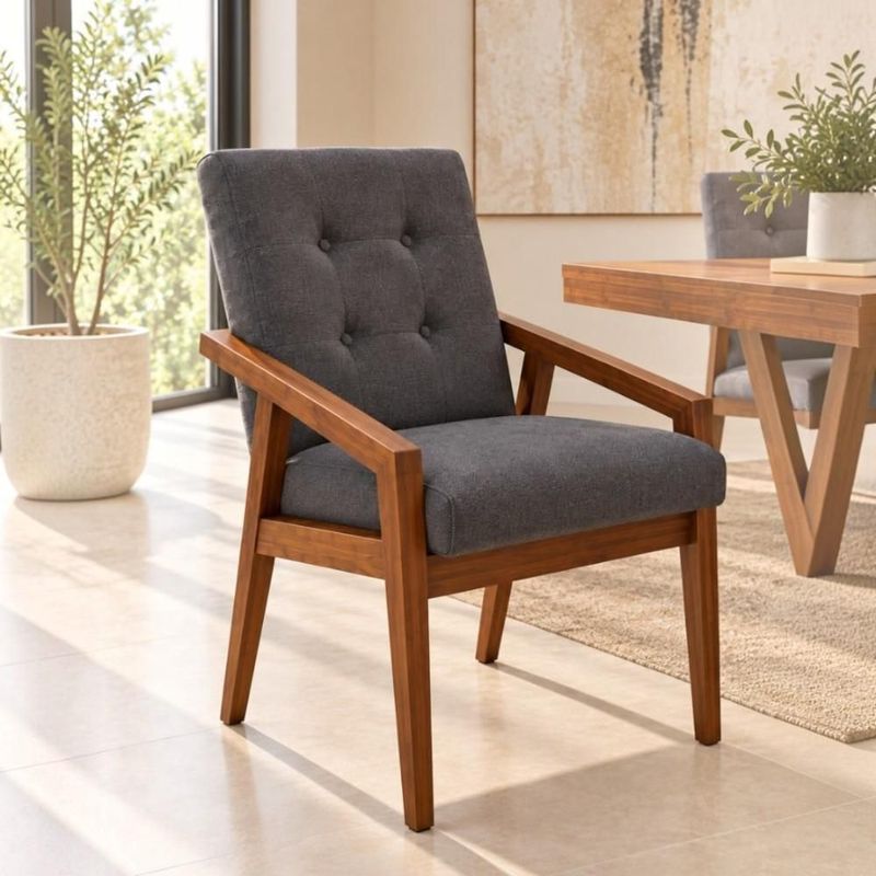 Comedor moderno con mesa rectangular para 6 personas color gris oscuro