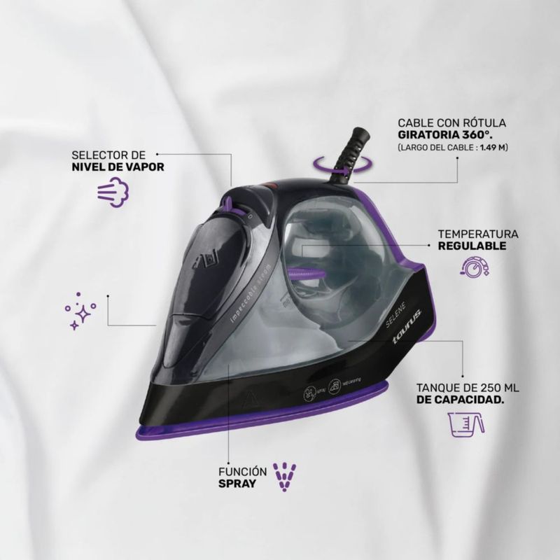 Plancha de Vapor Taurus Selene 1200W Suela Antiadherente