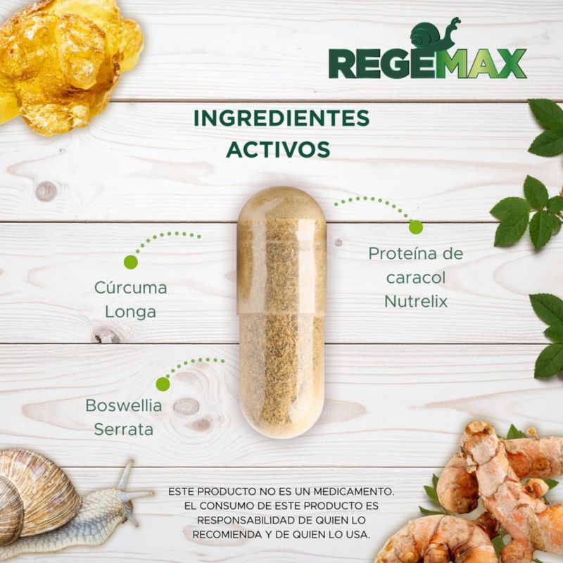 Suplemento Alimenticio Regemax Nutrelix + Boswellia Serrata + Cúrcuma 60 Cápsulas 30 Gramos 4 Pack