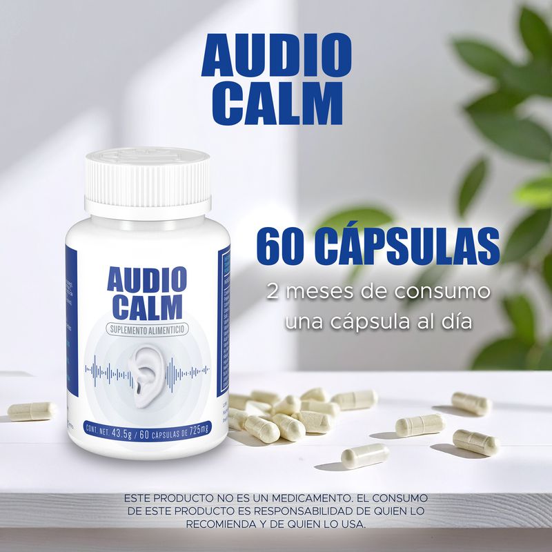 Suplemento Alimenticio Audio Calm Vitaminas B3, B6, B9, B12 + Vitamina C 60 Cápsulas 43.5 Gramos