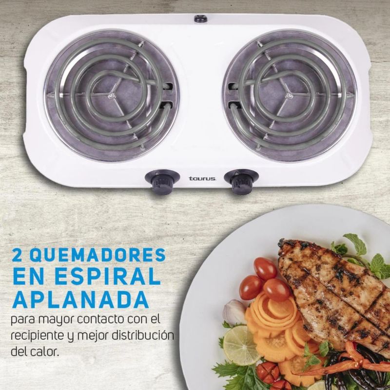 Parrilla Eléctrica Taurus Alpha Duo 1650W 2 Quemadores 5 Niveles