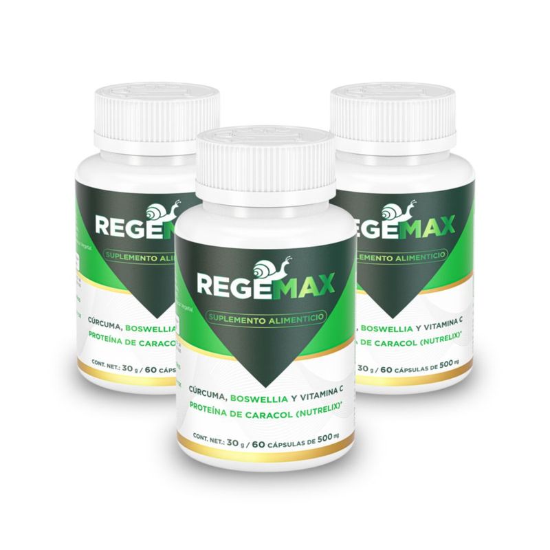 Suplemento Alimenticio Regemax Nutrelix + Boswellia Serrata + Cúrcuma 60 Cápsulas 30 Gramos 3 Pack