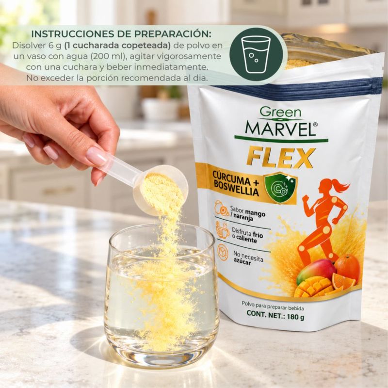 Green Marvel Flex Bebida En Polvo Con Colágeno Y Boswellia 2 Pack de 180 Gramos