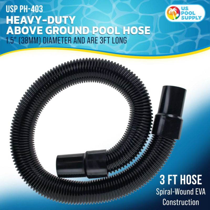 Manguera para piscina U.S. Pool Supply 09 m 15" resistente negra
