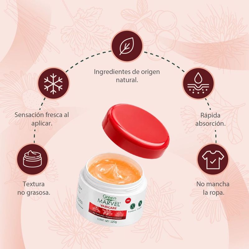 Green Marvel Bálsamo Herbal Natural Y Green Marvel Varicare Gel Para Piernas Cansadas 2 Tarros de 120 Gramos