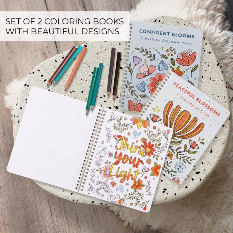 Set de 2 libros para colorear para adultos ZICOTO floral y relajante 21 x 18 cm