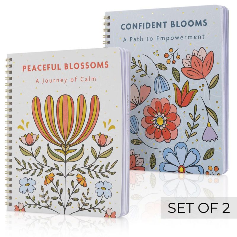 Set de 2 libros para colorear para adultos ZICOTO floral y relajante 21 x 18 cm