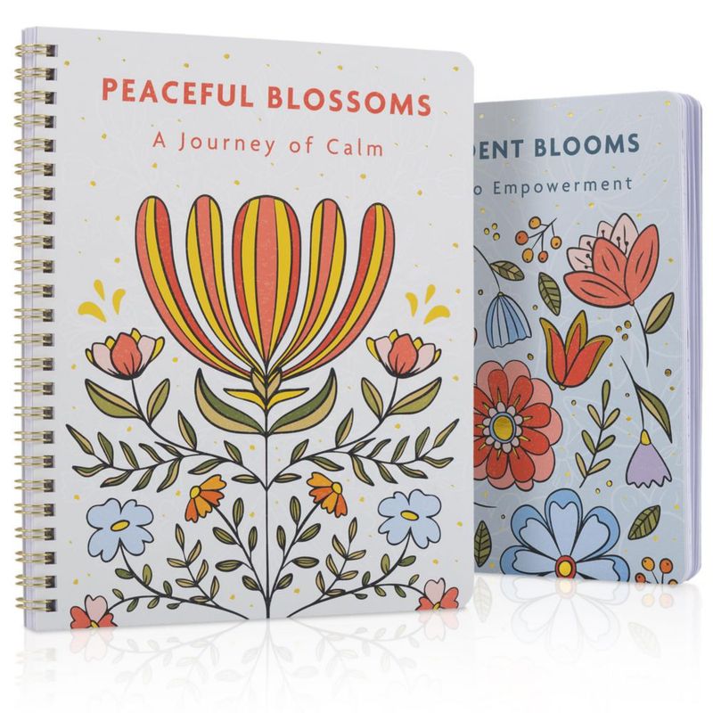 Set de 2 libros para colorear para adultos ZICOTO floral y relajante 21 x 18 cm