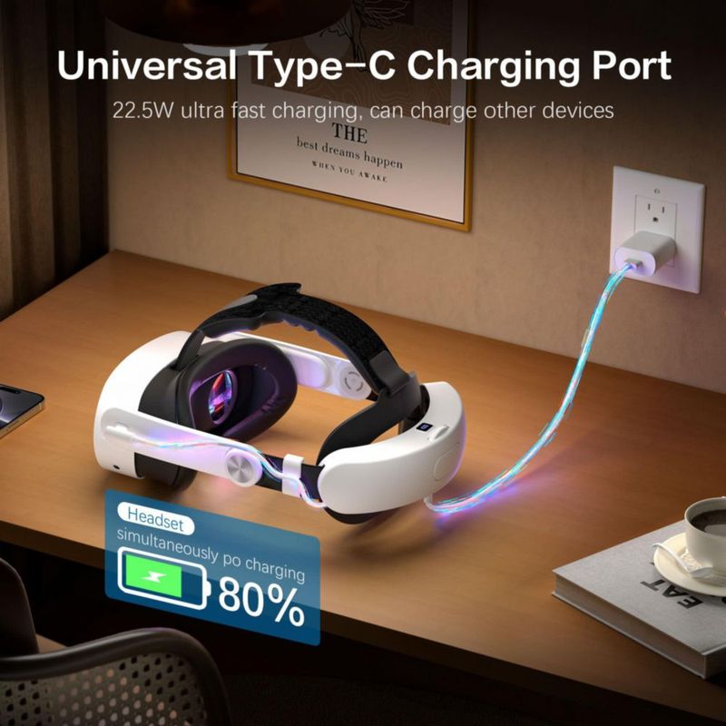 Correa para la cabeza Oculus Meta Quest 3/3S con batería y cojín trasero