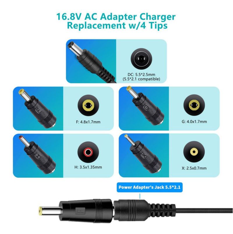 Adaptador de Carga ycwwzzh 16.8V 1A para Pistola de Masaje